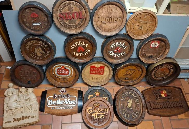 Lot vintage reclameborden, Verzamelen, Biermerken, Gebruikt, Ophalen