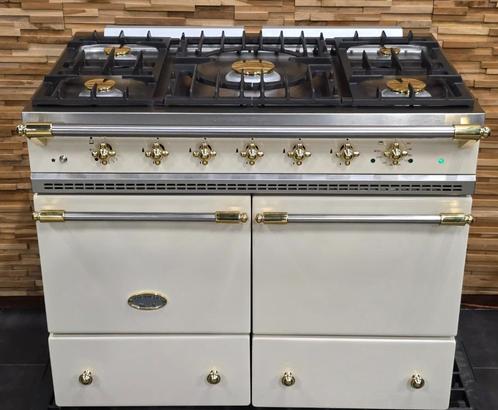 🔥 Poêle Lacanche de luxe 100 cm crème et laiton 2 fours, Electroménager, Cuisinières, Comme neuf, Autoportant, 5 zones de cuisson ou plus