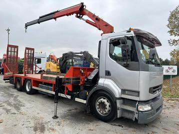 Renault PREMIUM 400 6x2 MACHINE TRANSPORTER + CRANE HMF 1823 disponible aux enchères