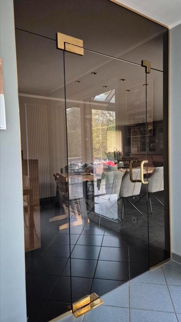 Gefumeerde glazen binnendeur met kader, Doe-het-zelf en Bouw, Deuren en Vliegenramen, Zo goed als nieuw, Binnendeur, 215 cm of meer