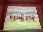 Belle peinture sur toile : course de chevaux, Comme neuf, Peinture, Enlèvement ou Envoi