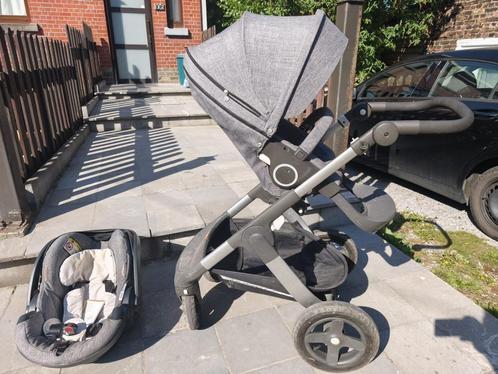 Poussette STOKKE complète + Maxi Cosi, Kinderen en Baby's, Kinderwagens en Combinaties, Gebruikt, Kinderwagen, Luchtbanden, Verstelbare duwstang