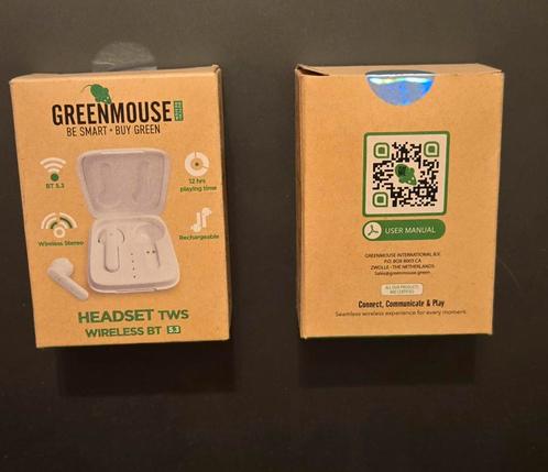 Splinternieuwe Greenmouse TWS draadloze oortjes (2 sets!), Audio, Tv en Foto, Hoofdtelefoons, Nieuw, Bluetooth, Ophalen