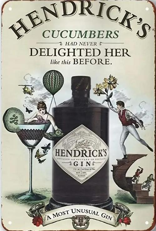 Reclamebord vintage Hendrick’s Gin - mancave poolhouse nieuw, Verzamelen, Merken en Reclamevoorwerpen, Nieuw, Reclamebord, Ophalen of Verzenden