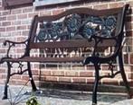 Zware stevige metalen bank met houten zitting, Tuin en Terras, Tuinbanken, Ophalen, Gebruikt