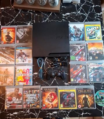 Sony PlayStation 3-console + 18 games + controller! beschikbaar voor biedingen