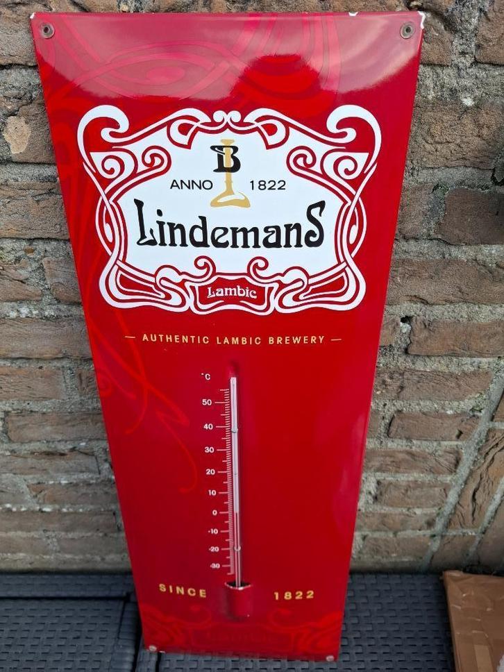 Emaillebord Lindemans, Verzamelen, Biermerken, Nieuw, Reclamebord, Plaat of Schild, Overige merken, Ophalen of Verzenden
