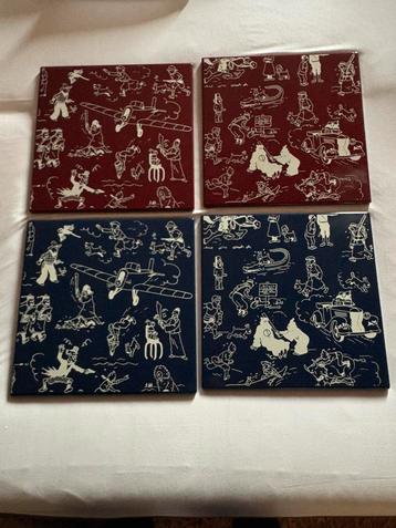 Lot de 4 plaques émaillées pages de couverture Tintin, Enlèvement, Comme neuf