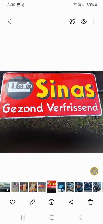Emaille bord Sinas zeldzaam bordje  beschikbaar voor biedingen
