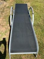 Ligstoel, tuinbed, aluminium, grijs, waterdicht textiel, Tuin en Terras, Ophalen, Gebruikt, Hout