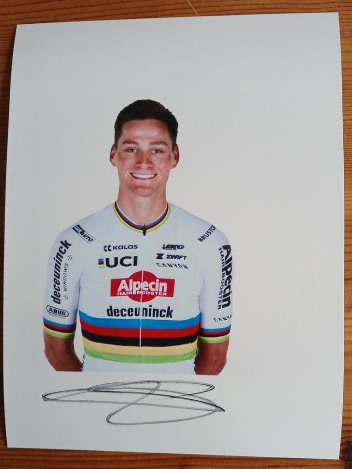 Gesigneerde foto van Mathieu van der Poel., Sport en Fitness, Wielrennen, Nieuw, Verzenden