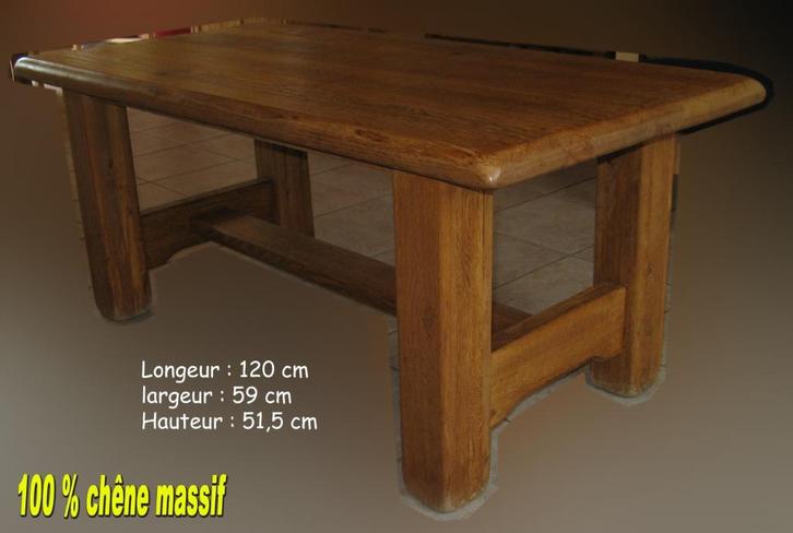 table de salon 100 % chêne massif, Maison & Meubles, Tables | Tables de salon, Utilisé, 50 à 75 cm, 50 à 100 cm, 100 à 150 cm