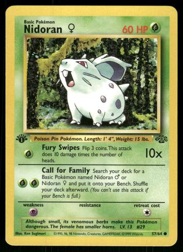 Nidoran  57/64 - Jungle (1st edition) (NM) beschikbaar voor biedingen