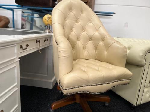 Chesterfield Boston Leren Bureaustoel, Huis en Inrichting, Bureaustoelen, Zo goed als nieuw, Bureaustoel, Beige, Ophalen