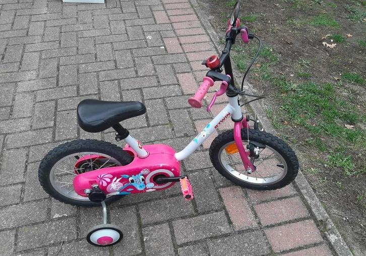 kinderfiets 14 inch Decathlon, Fietsen en Brommers, Fietsen | Kinderfietsjes, Zo goed als nieuw, Minder dan 16 inch, Zijwieltjes