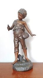 "Heureux Pêcheur", statuette zamac - Aug.Moreau – vers 1900, Bronze, Enlèvement ou Envoi