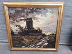 Huile sur toile paysage au moulin signe frans van genesen, Antiek en Kunst, Ophalen of Verzenden