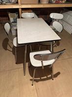 Vintage keukentafel met stoelen, Ophalen, Kunststof, Gebruikt, Vintage