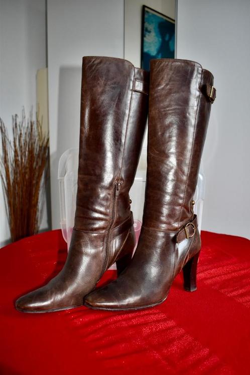 Corte Inglés - Lange Donkerbruine Leren Dameslaarzen - 40, Kleding | Dames, Schoenen, Gedragen, Hoge laarzen, Bruin, Ophalen of Verzenden