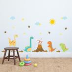 Muursticker voor kinderen met dinosaurus en vulkaan 1m², Kinderen en Baby's, Nieuw, Wanddecoratie, Verzenden