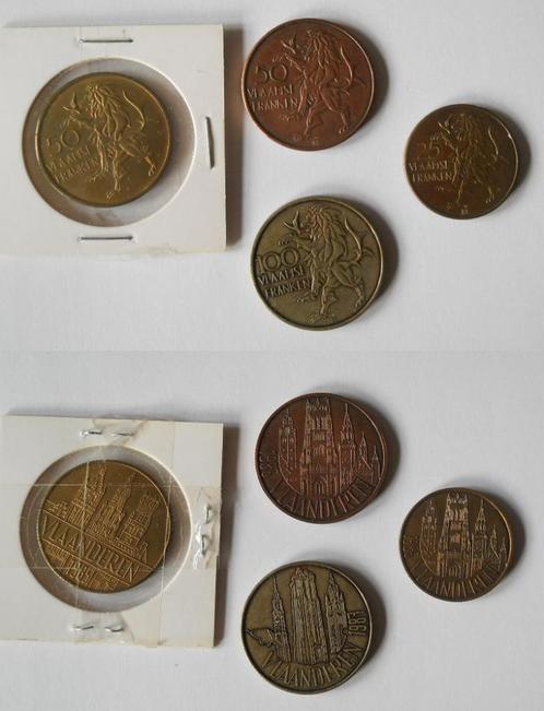 Vlaamse franken (1 x 100, 2 x 50, 1 x 25 franken), Postzegels en Munten, Munten | België, Ophalen of Verzenden