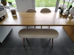 Stijlvolle Eetkamer Set🍷 2 Stoelen + Zitbank + Pouf🍷, Huis en Inrichting, Ophalen, Hout, Wit, Nieuw