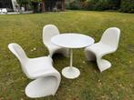 3 Design stoelen wit met tafel, Huis en Inrichting, Stoelen, Ophalen, Gebruikt, Wit, Kunststof