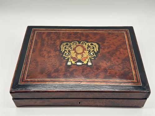 Speldoos - met munten in marqueterie uit de Napoleon III-per, Antiek en Kunst, Antiek | Woonaccessoires, Ophalen of Verzenden