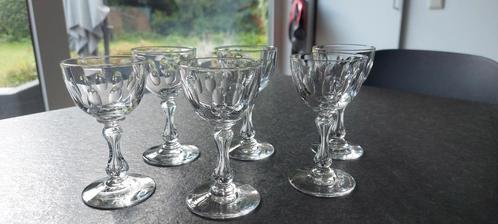 6 verres de Val Saint Lambert « Olivier », Antiquités & Art, Antiquités | Verre & Cristal, Enlèvement ou Envoi