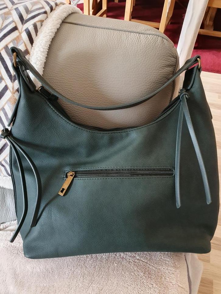 Sac cuir vert bouteille., Handtassen en Accessoires, Tassen | Damestassen, Zo goed als nieuw, Groen, Ophalen