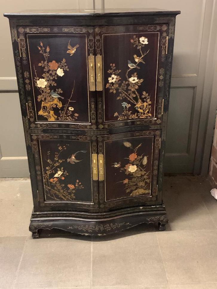 Handgeschilderde Chinese Kast, Antiquités & Art, Antiquités | Meubles | Armoires, Enlèvement