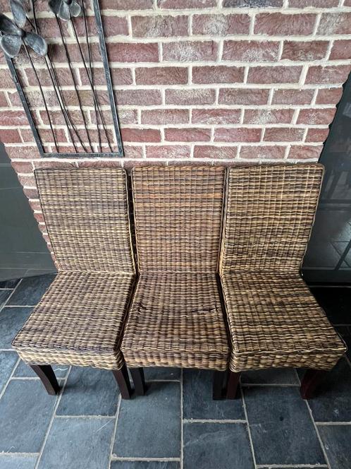 Set van 6 rieten stoelen, Huis en Inrichting, Stoelen, Gebruikt, Vijf, Zes of meer stoelen, Riet of Rotan, Bruin, Ophalen