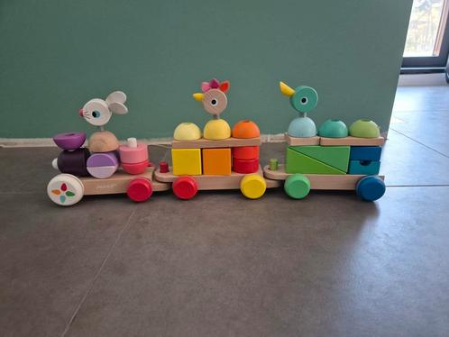 Janod houten stapeltrein, Kinderen en Baby's, Speelgoed | Houten speelgoed, Zo goed als nieuw, Duw- of Trekspeelgoed, Ophalen