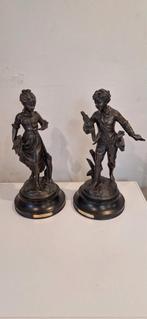 Fantastique paire de statue en bronze patinée, Bronze, Enlèvement