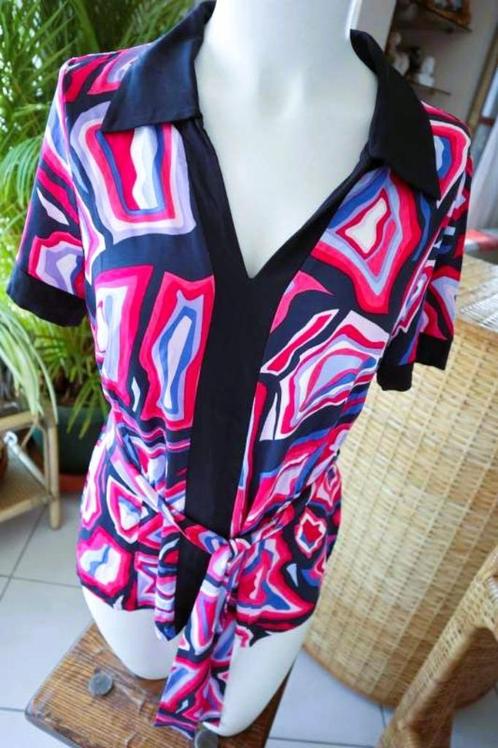leuk abstract kleurvol T-shirt blouse, Kleding | Dames, Blouses en Tunieken, Gedragen, Maat 42/44 (L), Overige kleuren, Ophalen of Verzenden