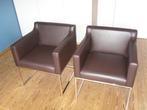 6 Stoelen Van T&T in Bruine Lederlook, Huis en Inrichting, Stoelen, Ophalen, Gebruikt, Lounemodel, Bruin