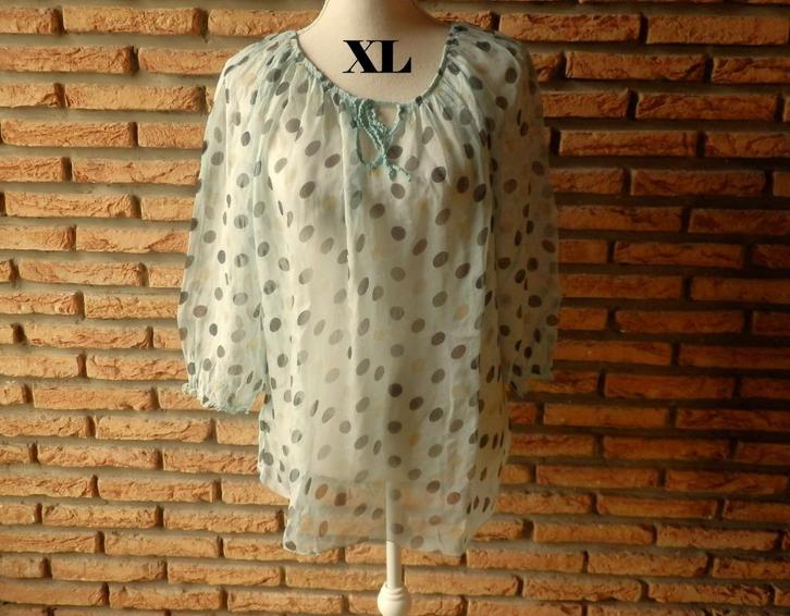 (114) - blouse femme t.42 bleu - made in italy -, Kleding | Dames, Blouses en Tunieken, Zo goed als nieuw, Maat 42/44 (L), Blauw