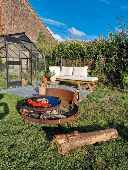 Brasero artisanal  + plancha + séparation pose plats, Tuin en Terras, Tuinsets en Loungesets, Zo goed als nieuw, Ophalen