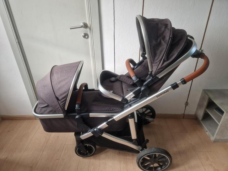 Duo kinderwagen merk Deryan Evy v2 grijs, Kinderen en Baby's, Kinderwagens en Combinaties, Gebruikt, Kinderwagen, Ophalen