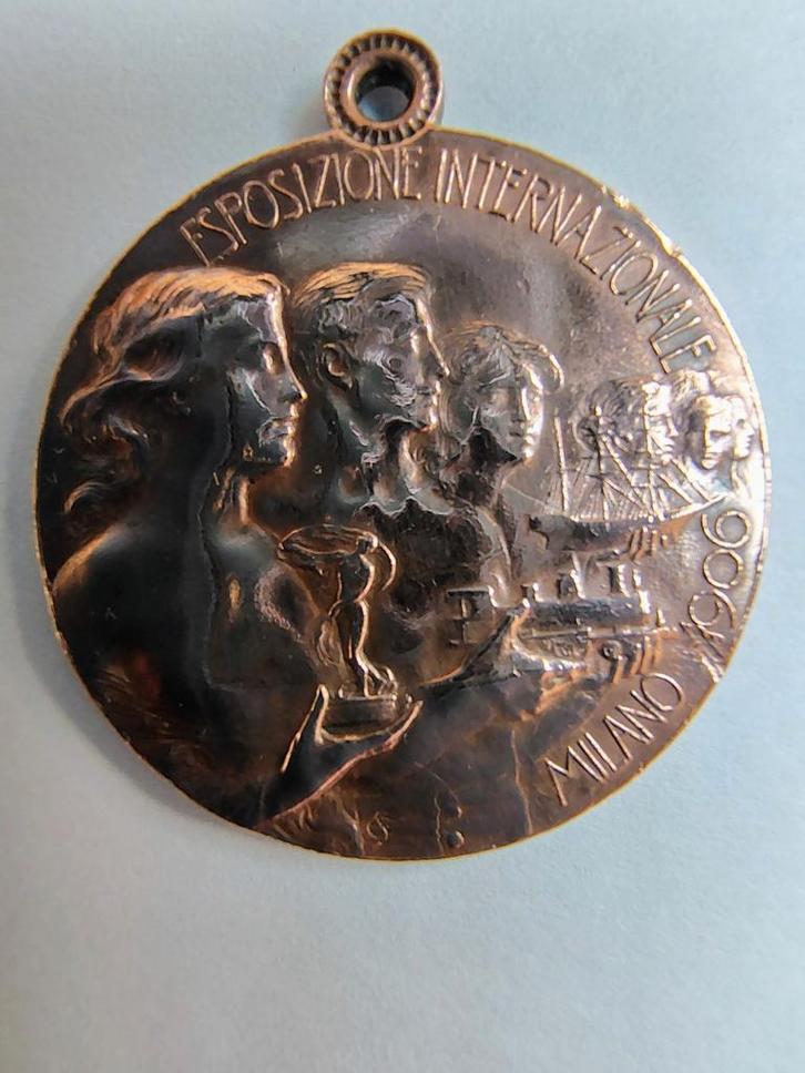 Medaille voor de wereldtentoonstelling Milaan 1910, Postzegels en Munten, Penningen en Medailles, Ophalen of Verzenden