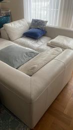 Canapé en L  cuir blanc, Maison & Meubles, Quatre personnes ou plus, Enlèvement, Utilisé, Cuir
