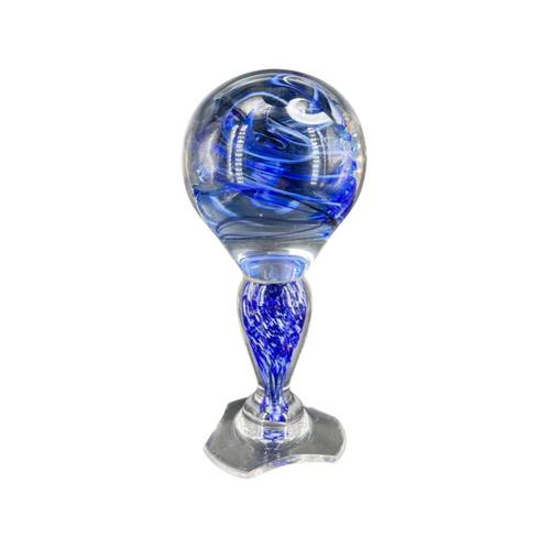 Papiergewicht van sulfideblauw glas op standaard, Antiek en Kunst, Antiek | Glaswerk en Kristal, Ophalen of Verzenden