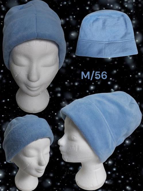 Fleece muts blauw 56/M plat gemeten 28cm hoofd, Kleding | Dames, Mutsen, Sjaals en Handschoenen, Nieuw, Muts, Maat 38/40 (M), Verzenden