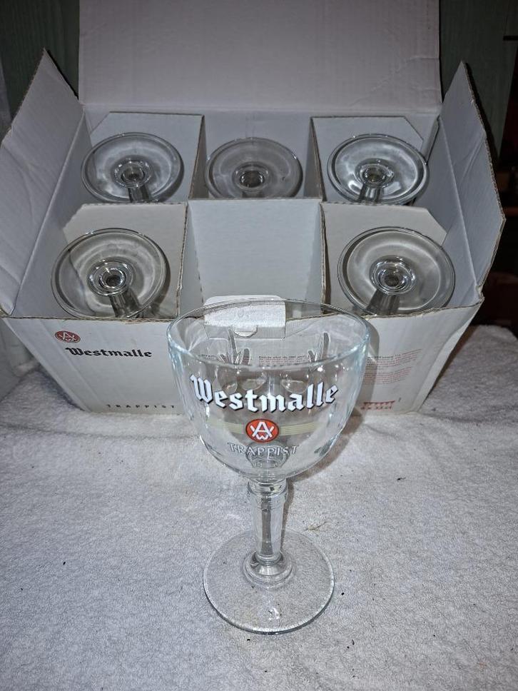 6 oude kristallen glazen Westmalle, nieuwstaat, Verzamelen, Glas en Drinkglazen, Nieuw, Bierglas, Ophalen of Verzenden