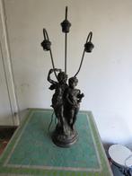 Antieke lamp 3 lichtpunten hars en steen Auguste Moreau, Antiek en Kunst, Ophalen