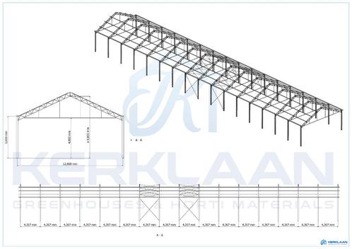 Complete staalconstructie 874 m² | 12.80m x 68.30m, Doe-het-zelf en Bouw, Zeil en Folie, Gebruikt, Ophalen of Verzenden