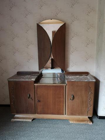 Art deco slaapkamerset met kaptafel met 3delige spiegel beschikbaar voor biedingen