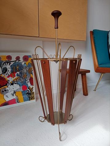 Porte-parapluies vintage en bois de teck fifties 