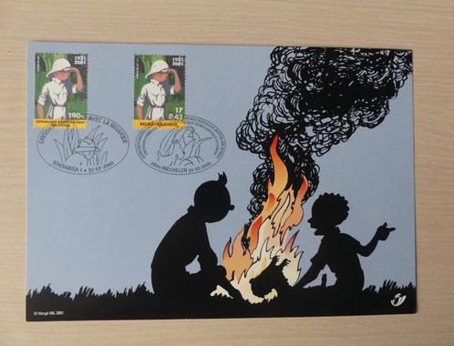Herdenkingskaart 2001 Kuifje in Afrika (3048), Postzegels en Munten, Postzegels | Europa | België, Ophalen of Verzenden