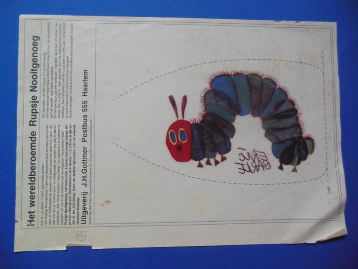 Gratis (oud!) strijkpatroon Rupsje Nooitgenoeg, Verzamelen, Overige Verzamelen, Gebruikt, Ophalen of Verzenden